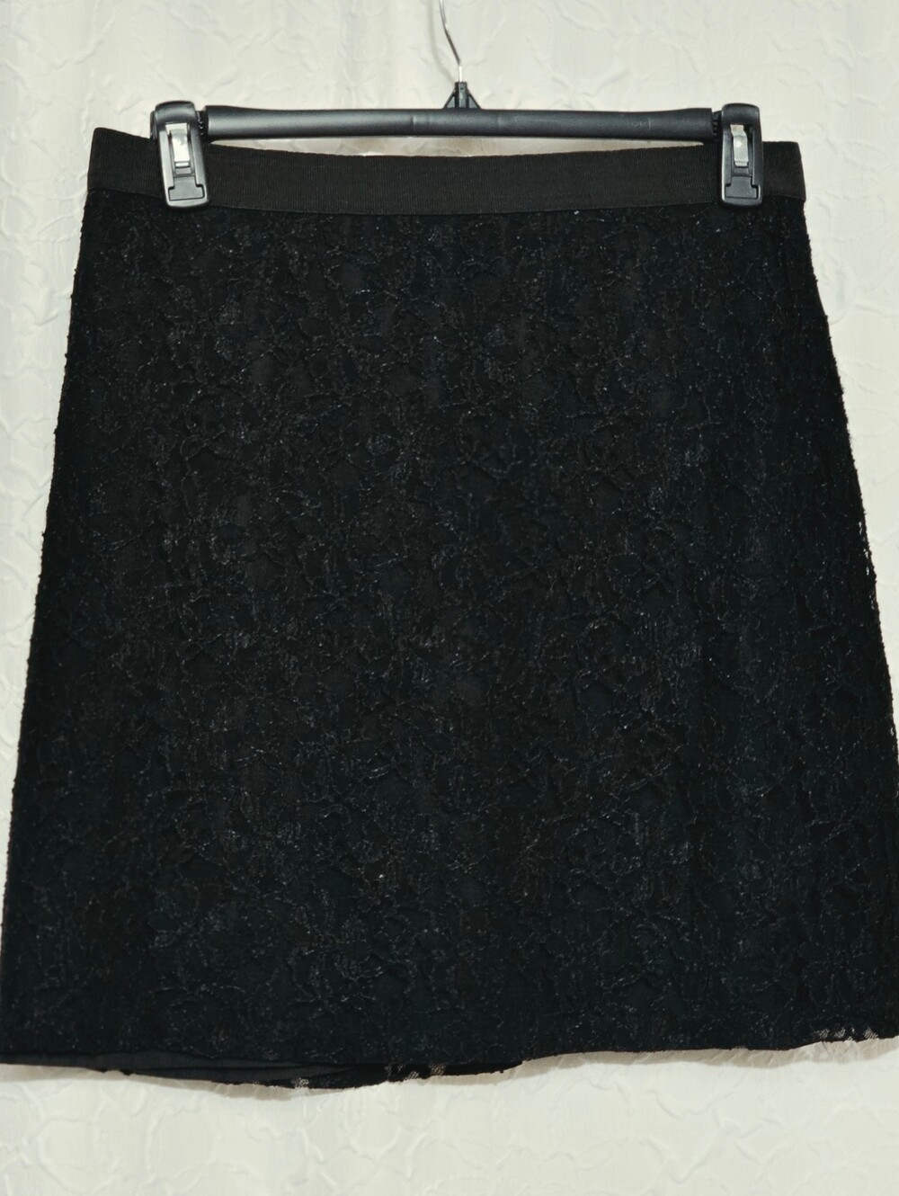Black Lace Overlay Skirt George Size 12 Elastic Waist Back Zip